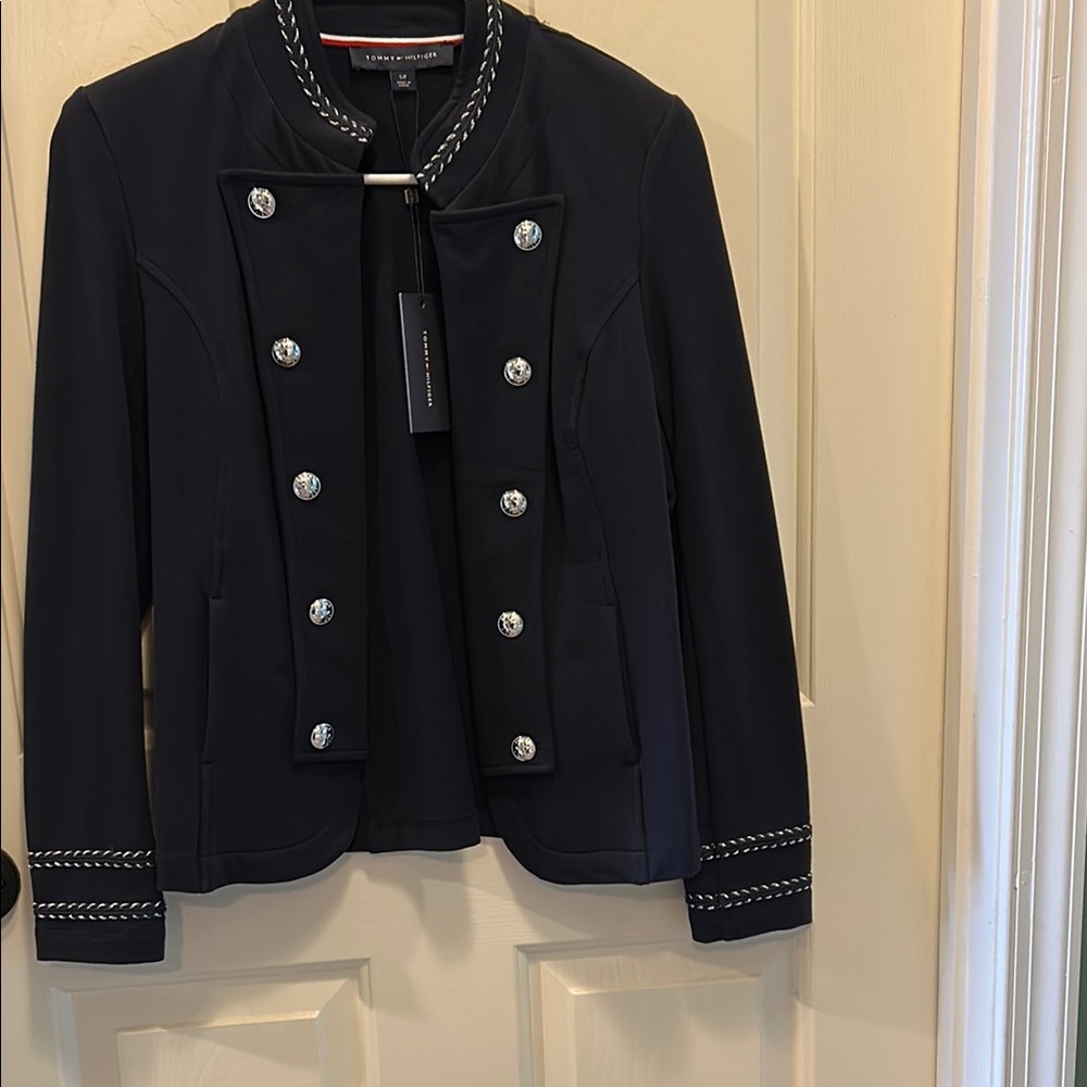 Timmy Hilfiger Navy Blue and Silver Military Blazer
